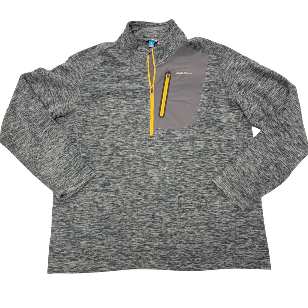 Eddie Bauer Mens XL Tall 1/4 Zip Fleece Pullover Gray Heather Outdoor Casual - Picture 1 of 7